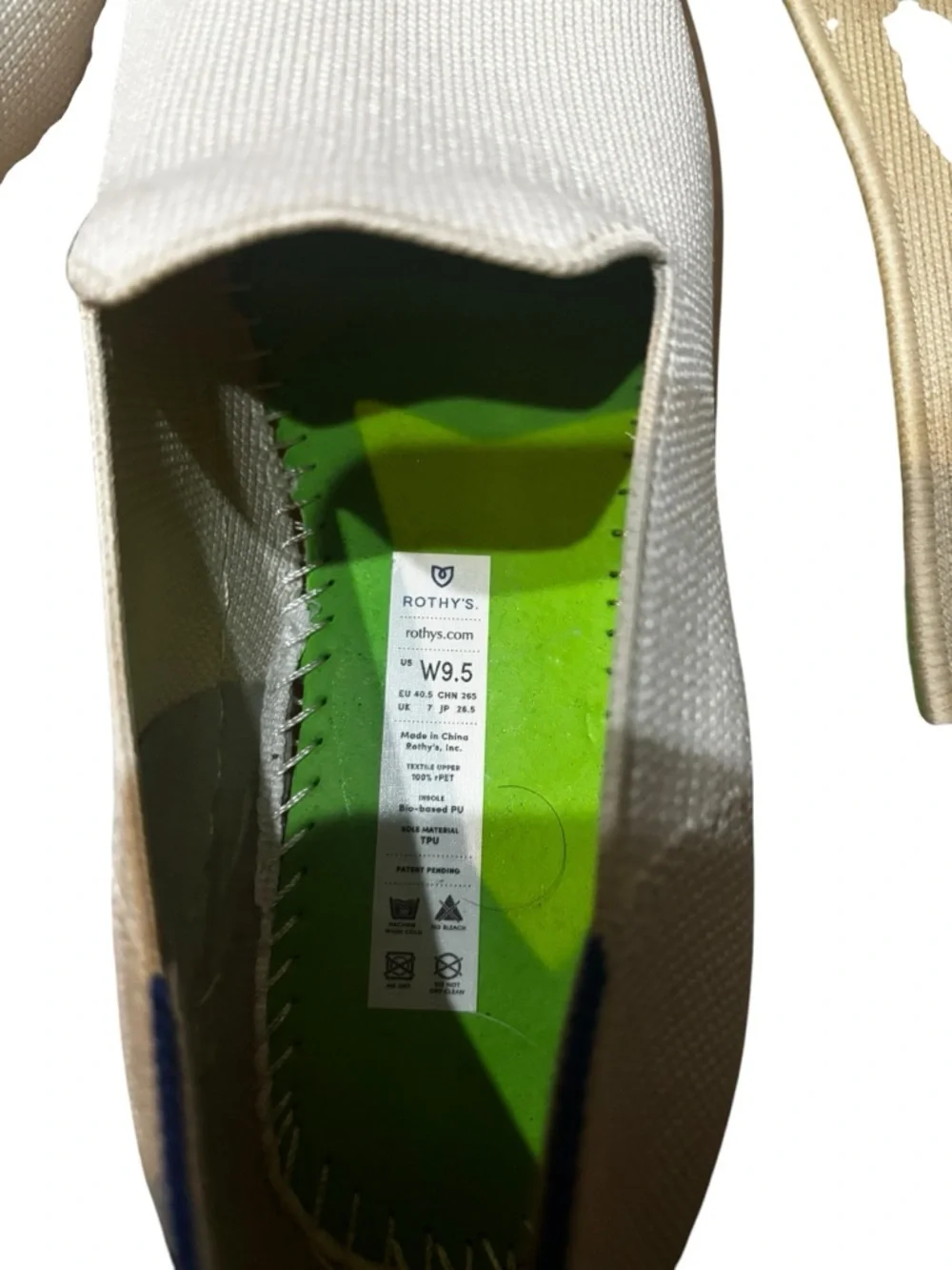 ROTHY'S The Original Slip On Sneaker White/Ivory size 9.5 Loafers Athleisure